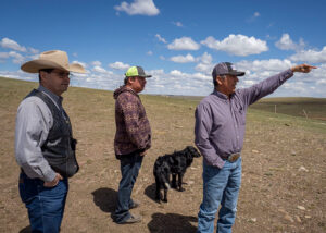 Zach Ducheneaux (left) sees the impact of drought firsthand on Book (right) and Jon’s (middle) ranch. 